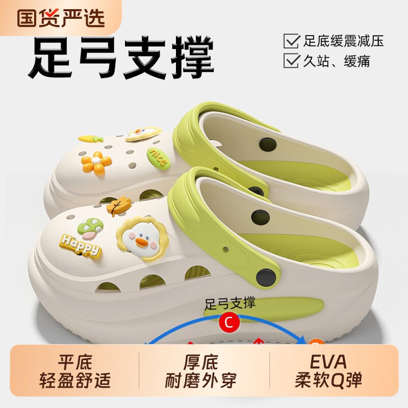 足弓支撑洞洞鞋女款夏季外穿2026新款防滑防臭包头厚底手术室拖鞋