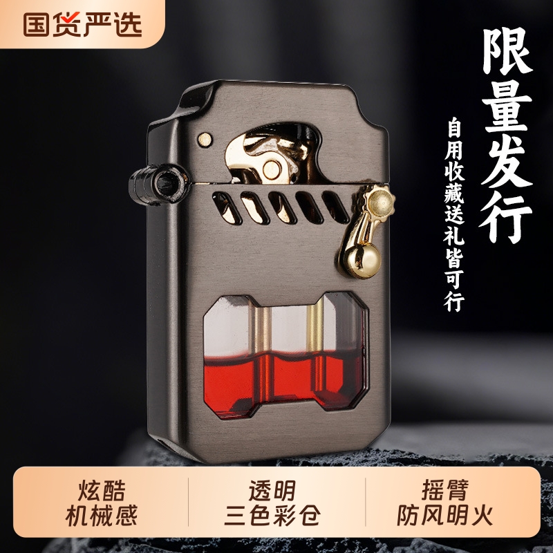 ZORRO佐罗煤油打火机摇臂机甲透明三色彩仓防风礼弹射加油金属 - 封面