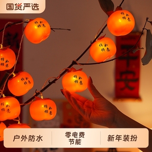 2025春节新年装饰红线柿子灯串过年氛围灯led小彩灯闪灯灯笼灯泡