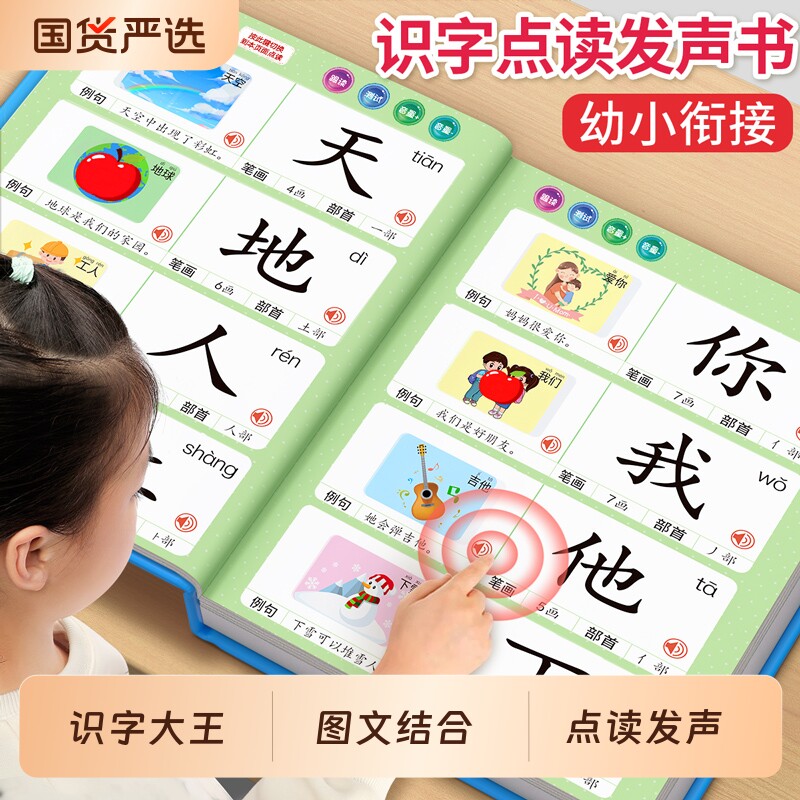 识字大王3000字幼儿园点读发声书儿童认字有声书卡片宝宝早教启蒙