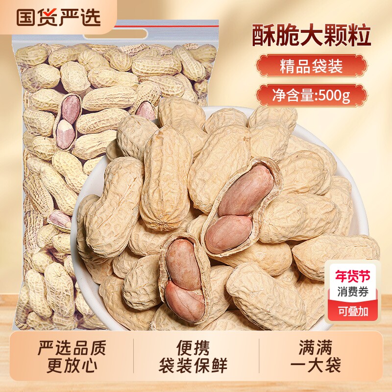 带壳花生500g袋装蒜香龙岩花生米炒货五香零食水煮晒干果批发年货