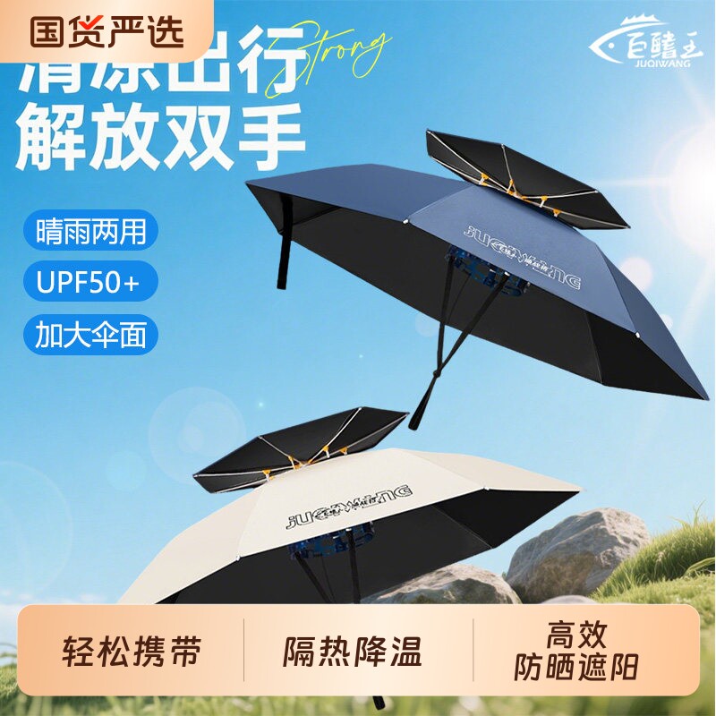 伞帽2025新款头戴式雨伞钓鱼专用遮阳伞防晒可折叠户外伞骨加固