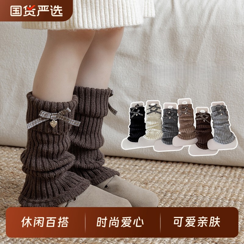 女童堆堆袜袜套儿童小腿袜秋冬季2025新款蝴蝶结腿套针织女孩冬天