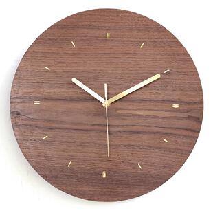 斯堪的纳维亚黑胡桃钟现代简单挂钟客厅家居时尚可及豪华实木黄铜