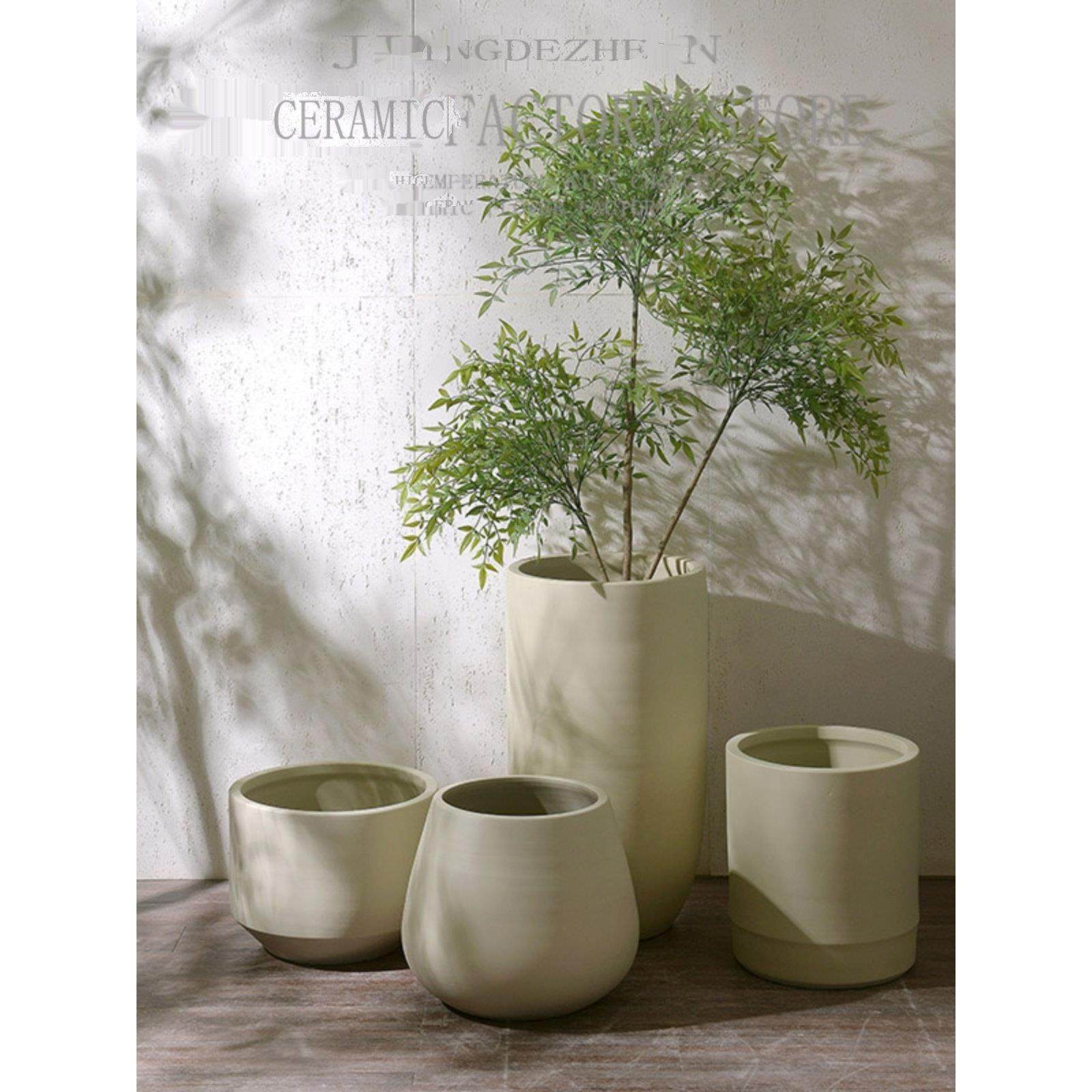 现代简约中式陶瓷花盆摆件客厅落地种树大缸酒店庭院样板间装饰品,家居饰品,花盆,淘宝优惠券,粉丝福利购,淘宝优惠卷