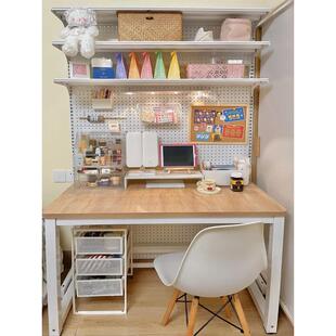 1.9五金电脑桌书架组合小户型少女学习桌子洞洞板书柜一体置物架