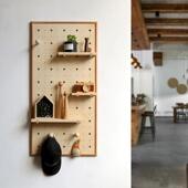饰玄关壁挂置物架定制 木质洞洞板 北欧室内墙上装 隔板收纳展示架