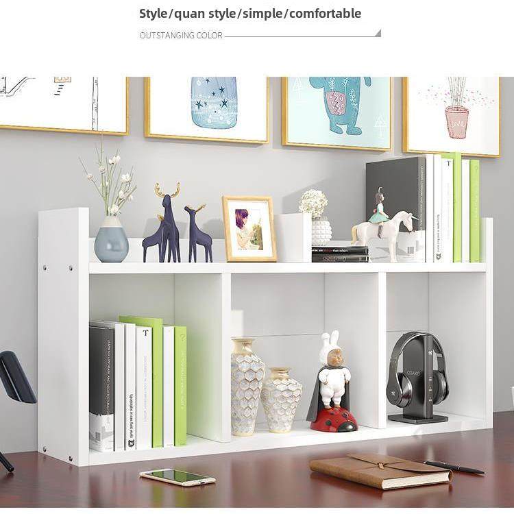 简易实木生态板书架桌面收纳柜多层儿童厨房桌子杂物收纳阳台客厅