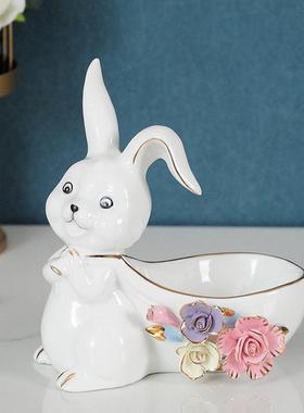 玄关门口鞋柜收纳摆件放钥匙创意家居客厅陶瓷现代简约装饰收纳盒