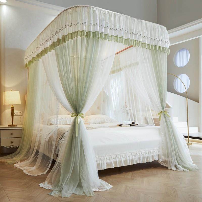 新款U型轨道滑轮导轨蚊帐双层纱加密公主风宫廷落地家用卧室床幔,床上用品,蚊帐,淘宝优惠券,粉丝福利购,淘宝优惠卷