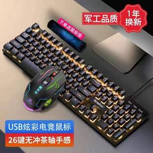 有线台式 双飞蛇机械手感键盘鼠标套装 电脑笔记本电竞打字专用USB
