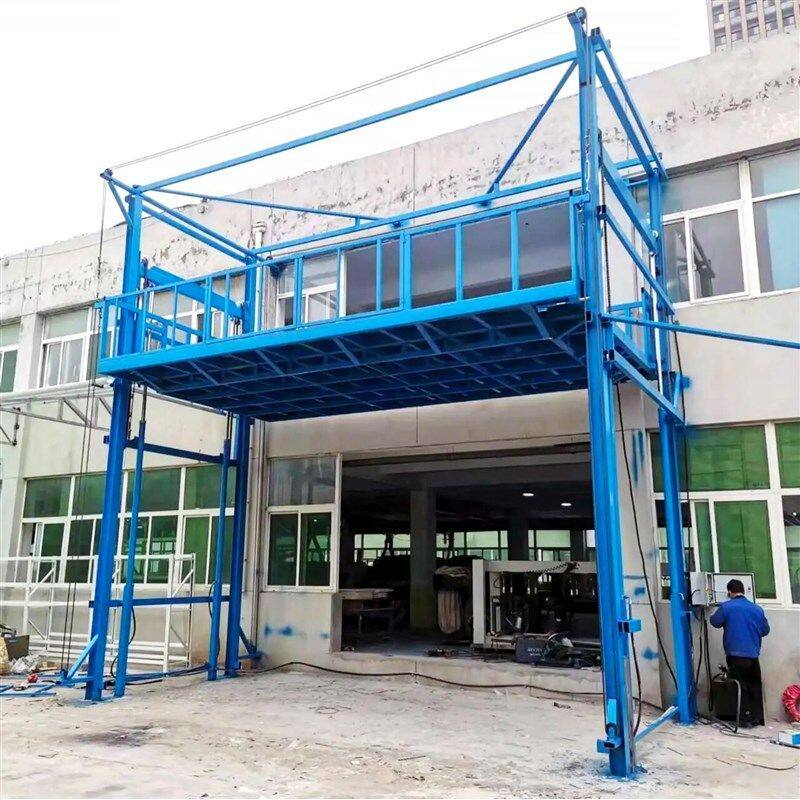 电动升降平台简易双轨货梯升降机防坠双轨卷帘门导轨货梯升降平台