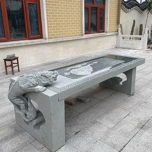 石雕青石吸水茶台茶桌荷花石桌家用办公室庭院摆件吸水兽仿古茶盘