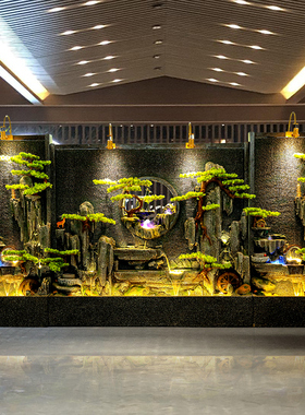 假山喷泉水幕墙流水屏风客厅景观庭院装饰品墙办公室鱼池招财摆件