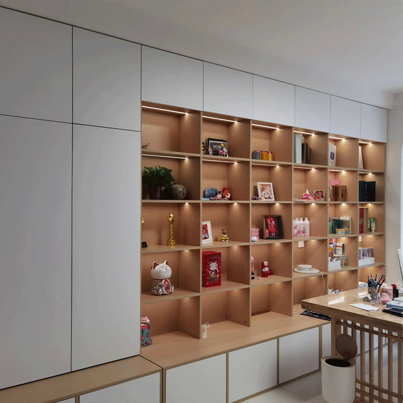 实木书柜定制客厅电视墙书柜图书馆书墙玻璃门柜兔宝宝千年舟书柜