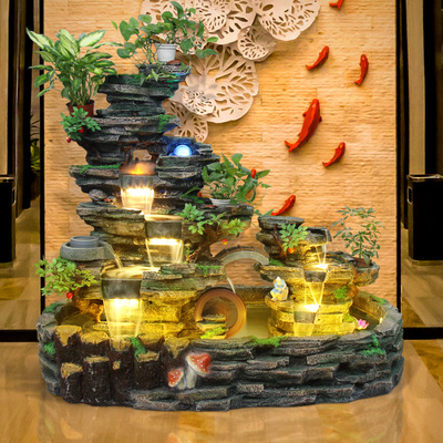 假山流水喷泉鱼缸循环水景客厅玄关办公室装饰摆件乔迁开业送礼品