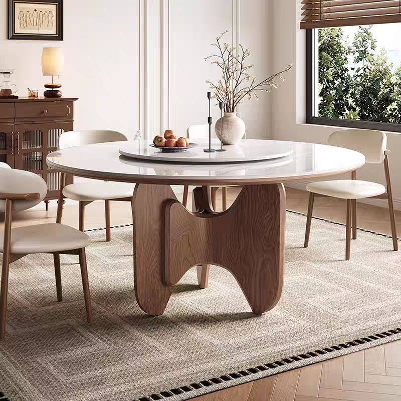 中古风实木岩板洞石餐桌法式复古家用小户型原木风2025新款圆桌椅,住宅家具,板木餐桌,淘宝优惠券,粉丝福利购,淘宝优惠卷