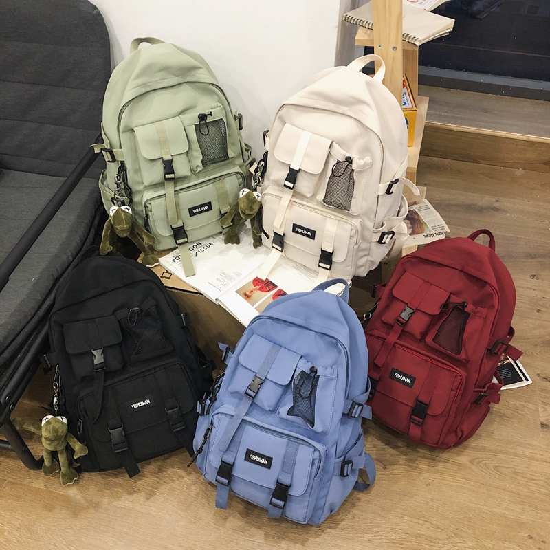 网红Cool Black Nylon Bagpack Casual Lady Travel Backpacks Fe