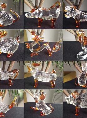 水晶12十二生肖鼠牛虎兔龙蛇马羊猴鸡狗猪风水招财家居装饰小摆件
