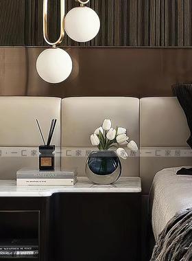 一匚 现代轻奢桌面球形花器组合摆件 样板房会所客厅床头柜装饰