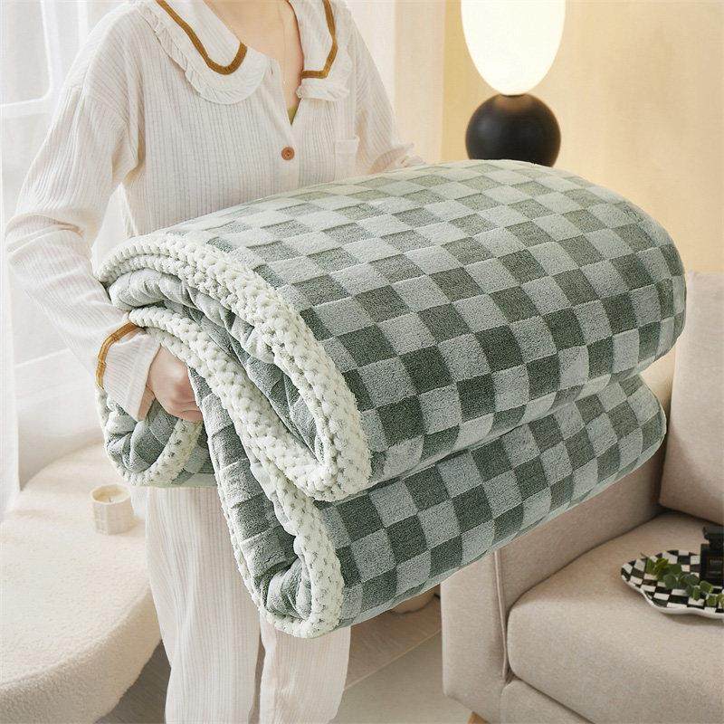 覆古棋盘格兔毛绒毯加厚冬季办公室午睡毯沙发盖毯珊瑚绒空调毯子,床上用品,休闲毯/毛毯/绒毯,淘宝优惠券,粉丝福利购,淘宝优惠卷