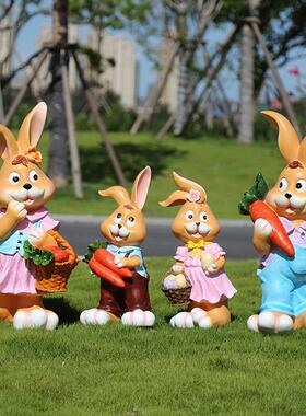 户外树脂仿真动物卡通兔子花园杂货庭院园林景观雕塑创意装饰摆件