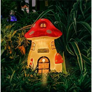 太阳能蘑菇灯户外庭院红网花园阳台布置装饰氛围创意摆件树屋子灯