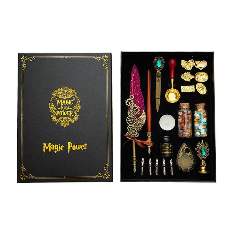 覆古羽毛笔欧式英伦蘸水笔机械齿轮钢笔墨水送学生儿童节生日礼物