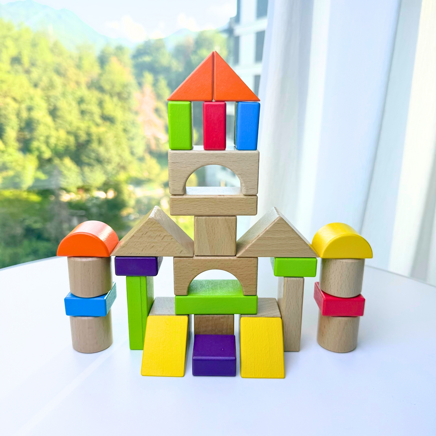 木盒装实木大颗粒早教拼装积木