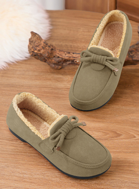 豆豆鞋女冬加绒一脚蹬新款老北京布鞋保暖妈妈棉鞋加厚休闲毛毛鞋