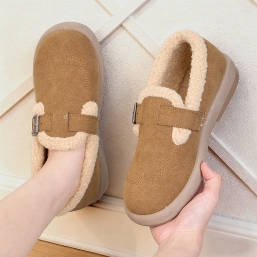 棉鞋女冬加绒新款软底豆豆棉鞋