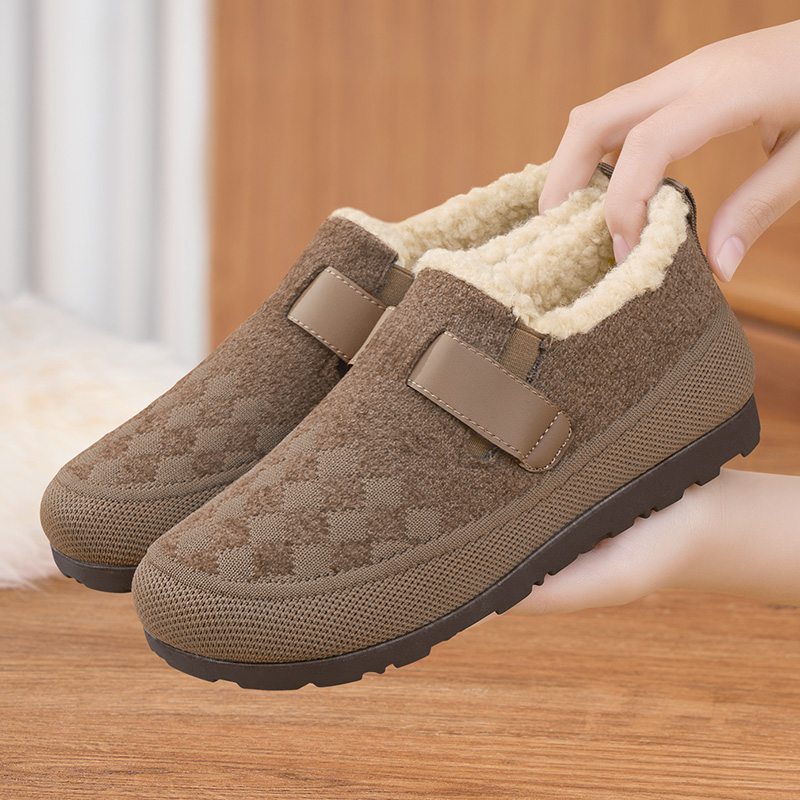 老北京布鞋女冬季加绒保暖防滑一脚蹬豆豆棉鞋时尚懒人百搭妈妈鞋
