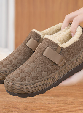 老北京布鞋女冬季加绒保暖防滑一脚蹬豆豆棉鞋时尚懒人百搭妈妈鞋