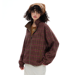 Karma8a 复古插肩格纹两面穿夹克情侣外套男女同款攀岩外套