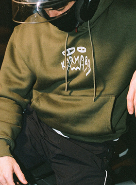 Karma8a REAL系列法国品牌攀岩重磅Logo印花连帽卫衣