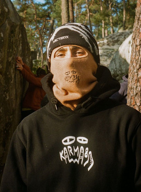 Karma8a REAL系列法国品牌攀岩经典印花连帽卫衣