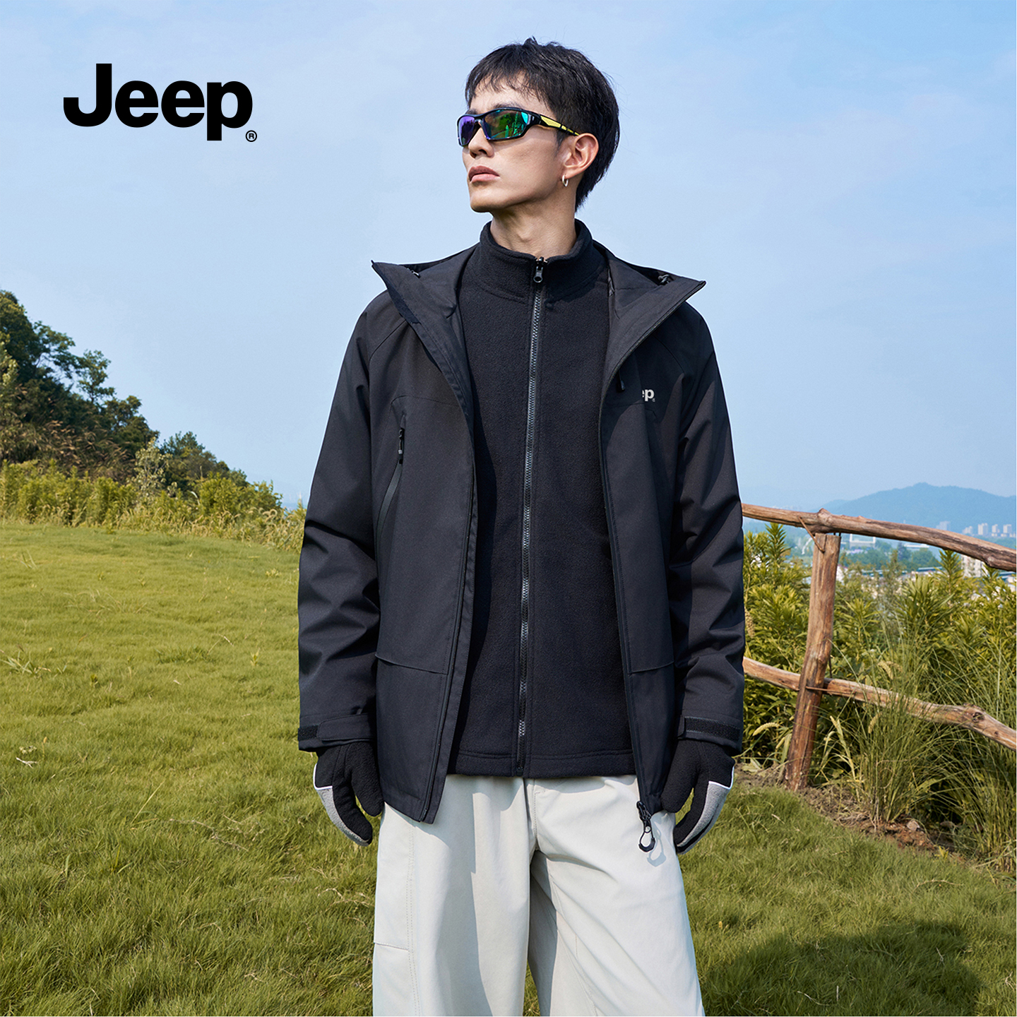 Jeep吉普软壳冲锋衣外套男款