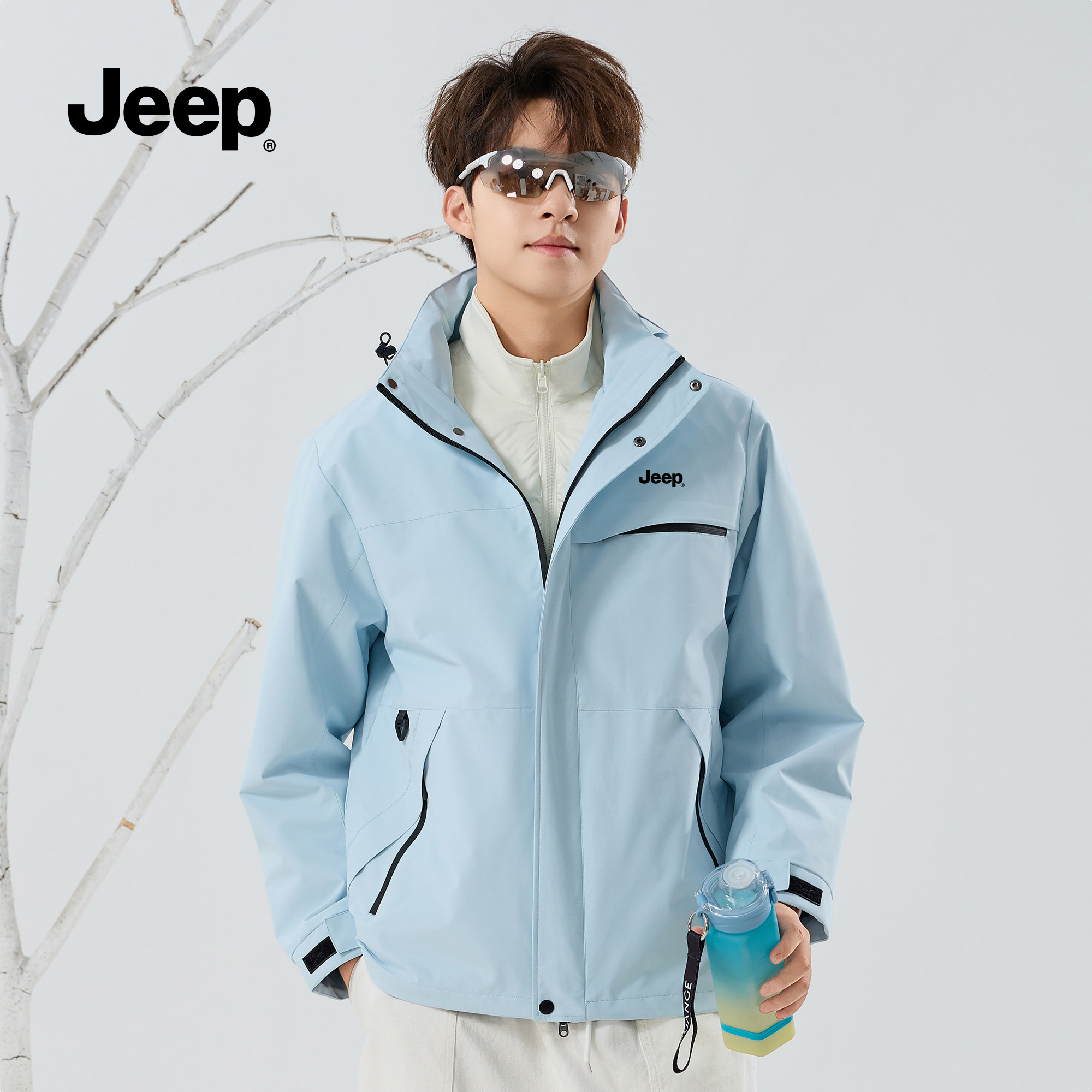 Jeep吉普冲锋衣夹克男士登山服