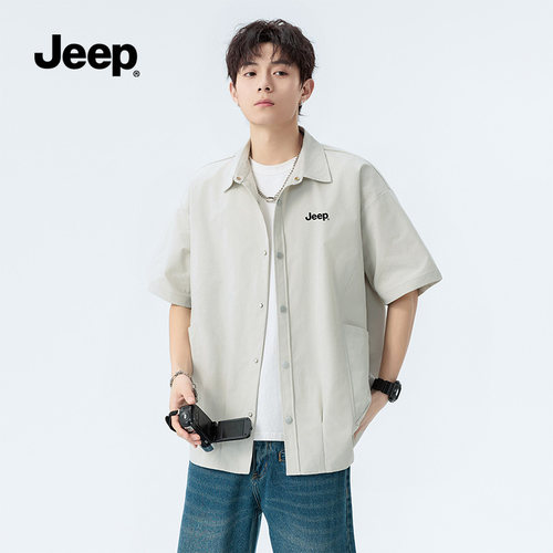 Jeep吉普衬衫男夏季工装衬衣外套