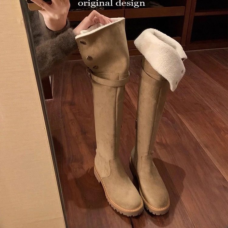 羊羔毛过膝长筒靴女2025新款秋冬两穿平底靴子加厚绒保暖雪地靴女,女鞋,时尚雪地靴,淘宝优惠券,粉丝福利购,淘宝优惠卷