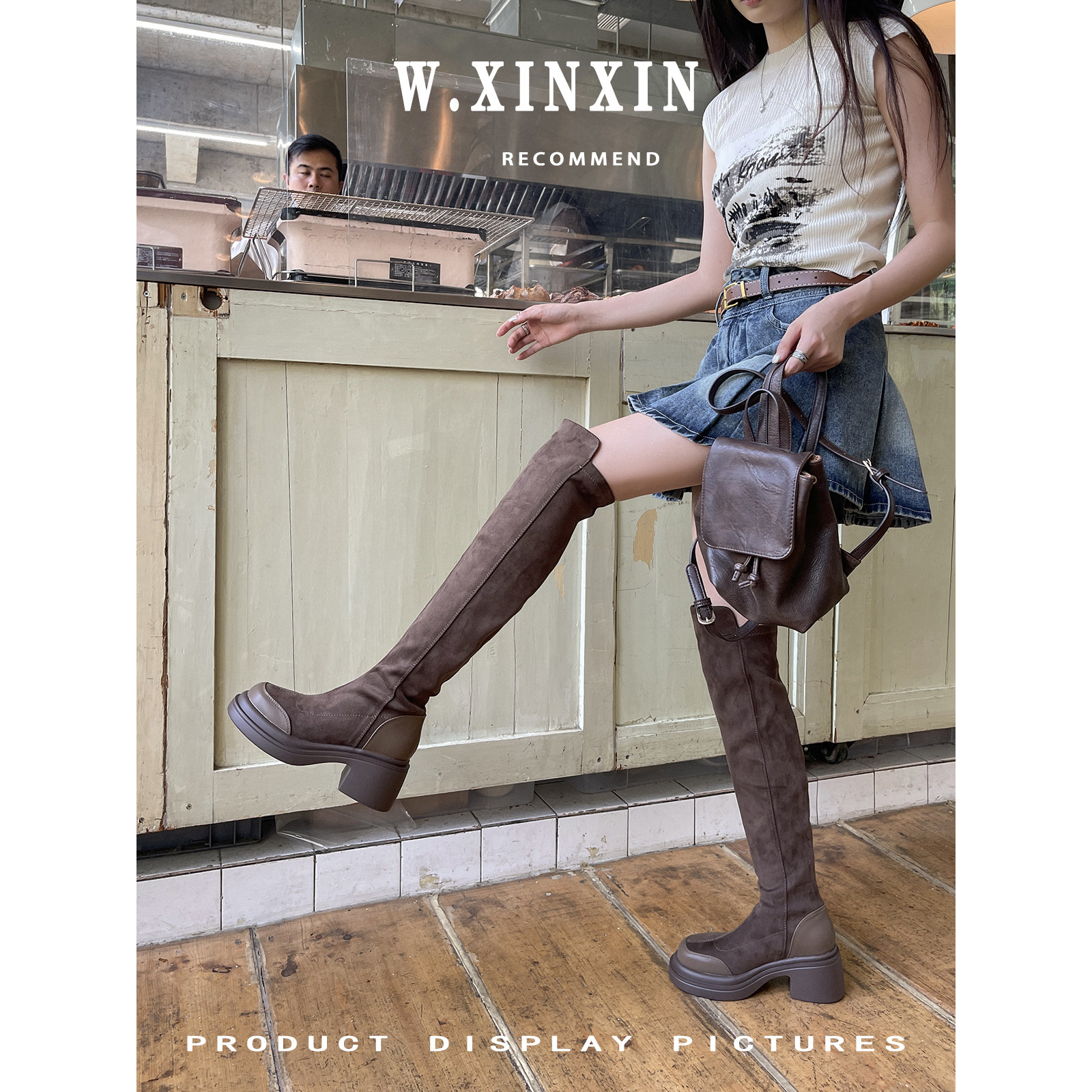 小个子过膝长靴女2025新款秋冬高跟厚底弹力瘦瘦靴女高筒骑士靴女,女鞋,弹力靴/袜靴,淘宝优惠券,粉丝福利购,淘宝优惠卷