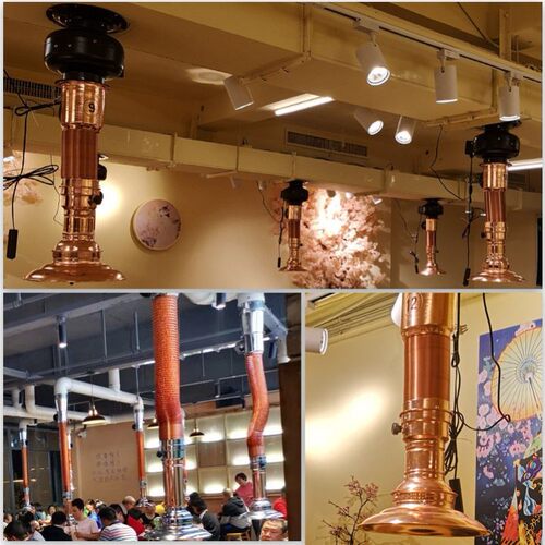 商用伸缩排烟系统 韩式烧烤排烟管 全铜色吸烟罩 LED环形灯罩排烟