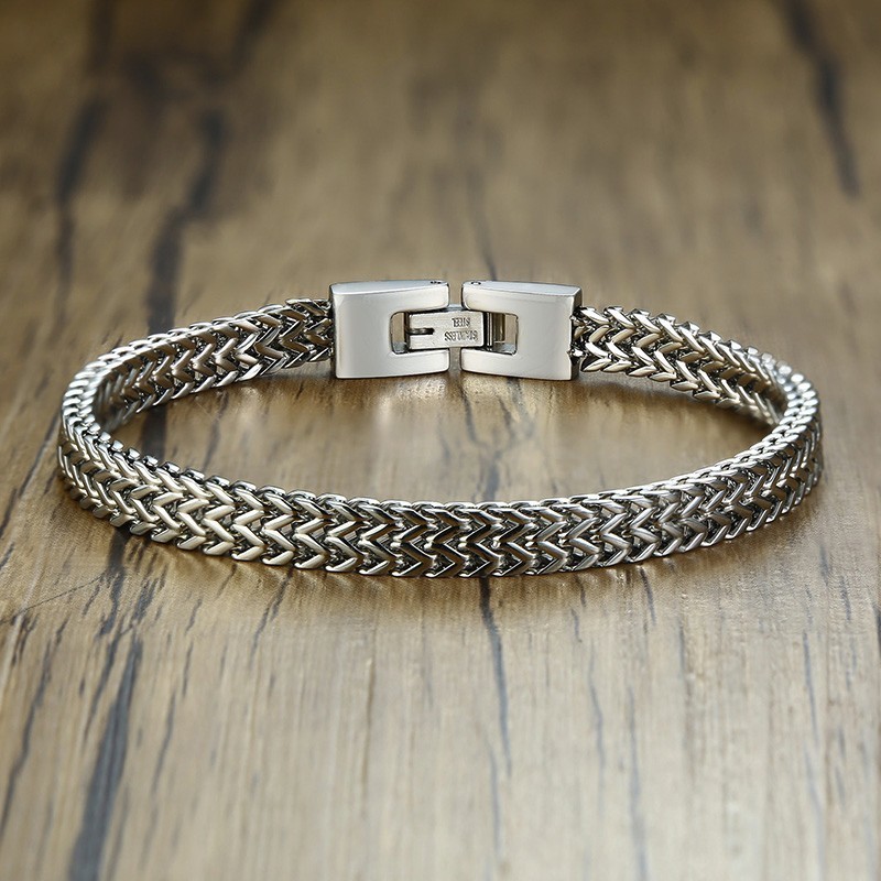 网红STYLISH STAINLESS STEEL BALI FOXTAIL CHAIN BRACELET FOR