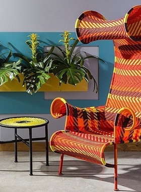 意大利MOROSO进口休闲椅Shadowy轻奢客厅单人椅户外编织椅子