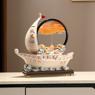 饰品 一帆风顺船创意解压沙漏流沙画摆件家居高档玄关酒柜电视柜装