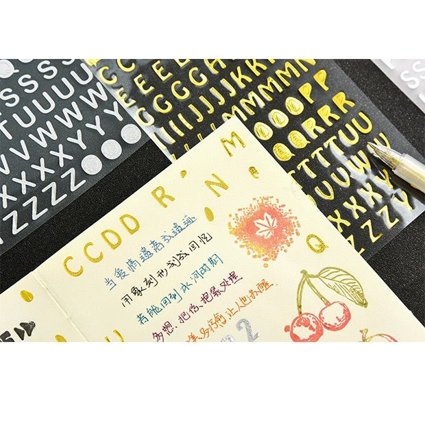 ins风卡贴纸烫金字母数字d