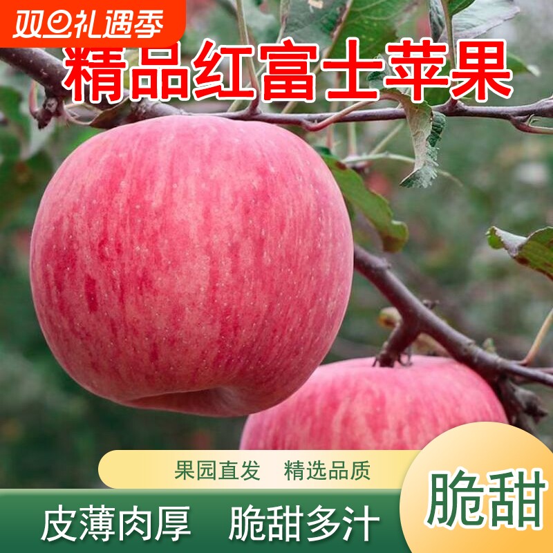 正宗条纹红富士苹果新鲜水果晚熟红富士脆甜多汁皮薄肉厚