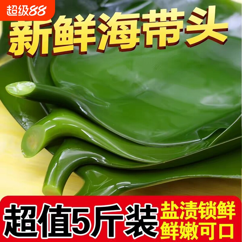 新鲜盐渍海带头5斤海带丝干货煲汤海带根凉拌菜整箱批发装鲜海带图片