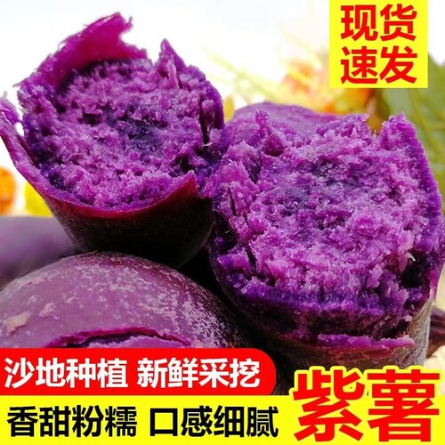 现挖紫薯红薯新鲜农家自种沙地地瓜香薯紫心蜜板栗山芋软糯香甜