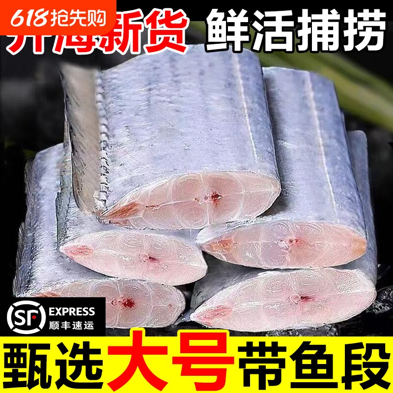新鲜带鱼段大段冷冻带鱼东海小眼刀中段雷达海鲜水产整条鲜活美味